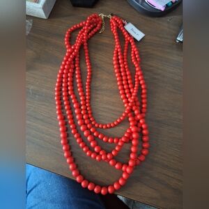 Lisa e red 5 strand statement necklace
